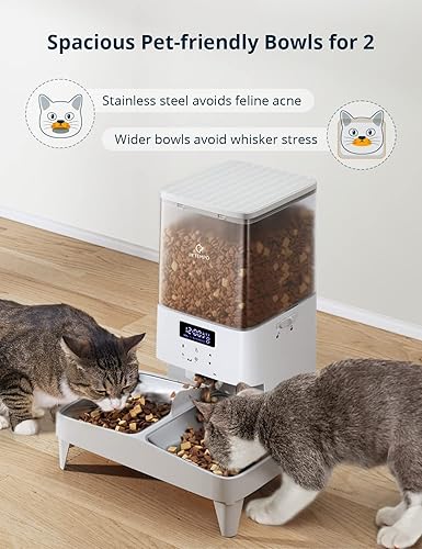 Miniatura 5 de PETEMPO - Comedero automático para gatos, comedero para perros de 5 litros, diseño antiatascado y llamada de comidas de 10 segundos, comedero