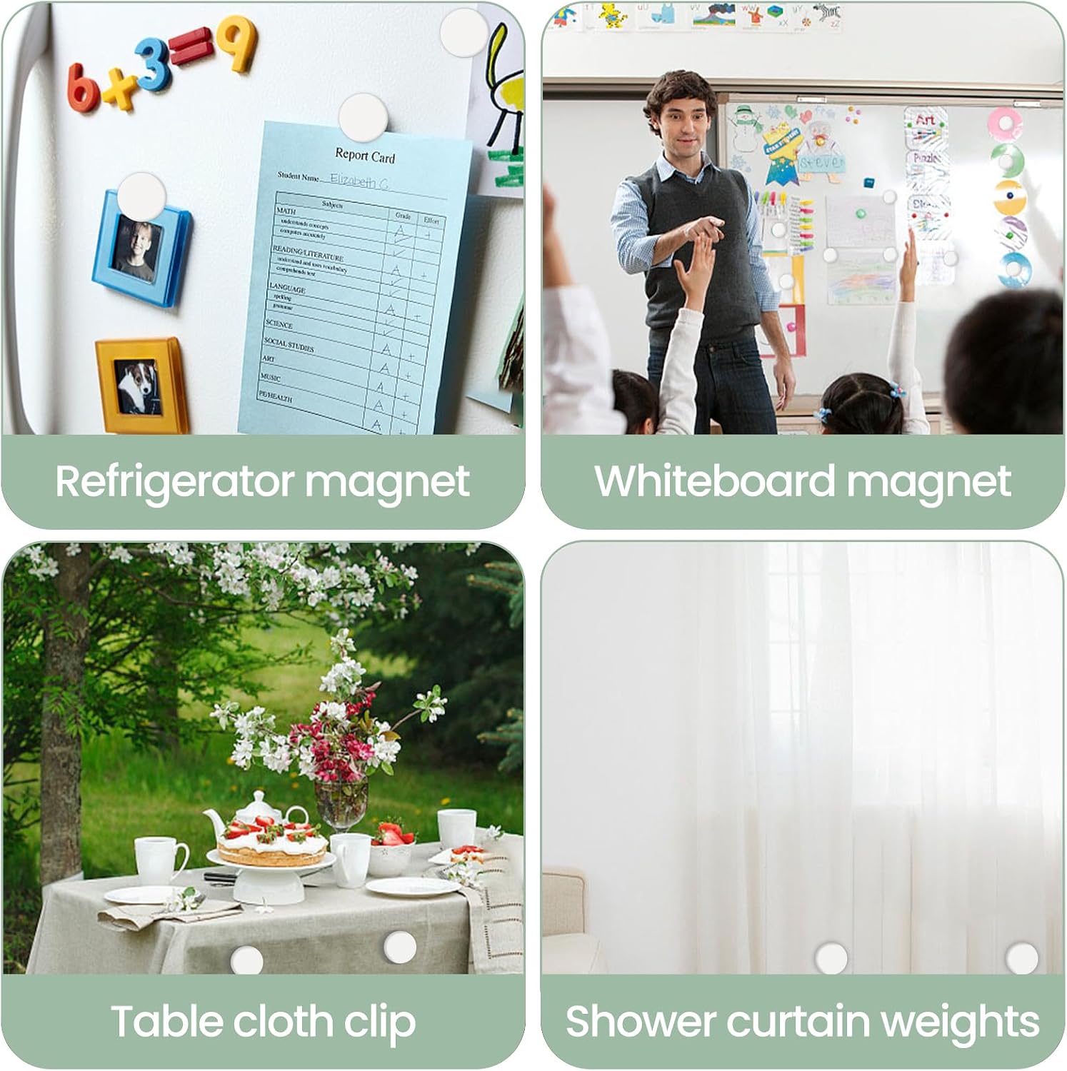 YixangDD 8 Pack Shower Curtain Weights, Silicone Covered Curtain Magnets