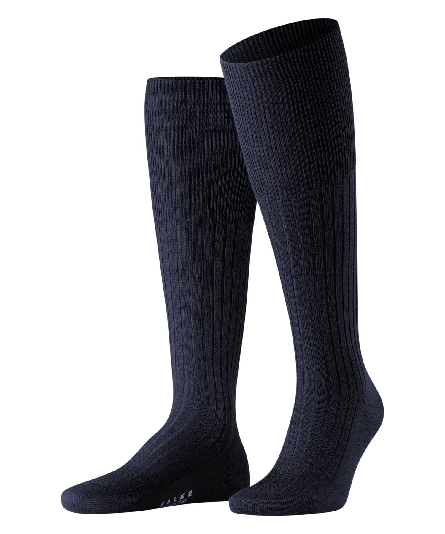 FALKE Mężczyźni Podkolanówki Bristol Pure M Kh Wełna długie jednokolorowe 1 Para, Niebieski Dark Navy 6370, 41-42
