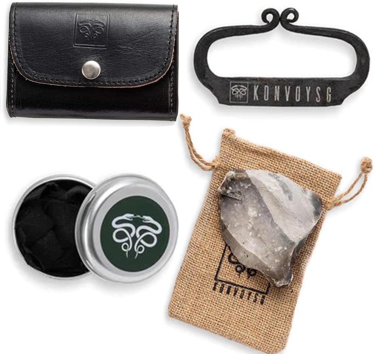 The Artisan Heritage Fire Kit – Hand-Forged Carbon Steel & English Flint in a Premium Top-Grain Leather Pouch