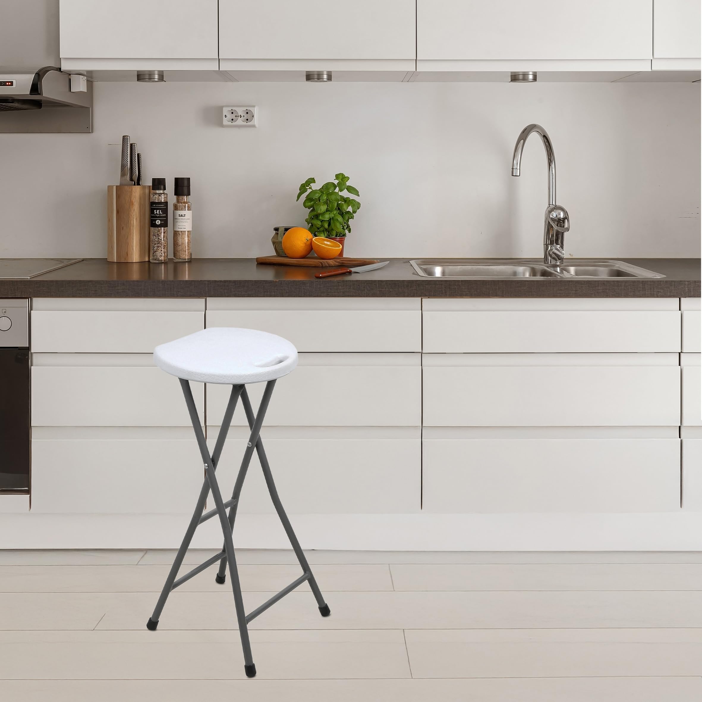 Spetebo Barhocker klappbar 70 x 27 cm Metall Gestell Kunststoff Sitzfläche | Belastbarkeit 100 kg, Faltbar, Ohne Rückenlehne, Für Bar und Tresen