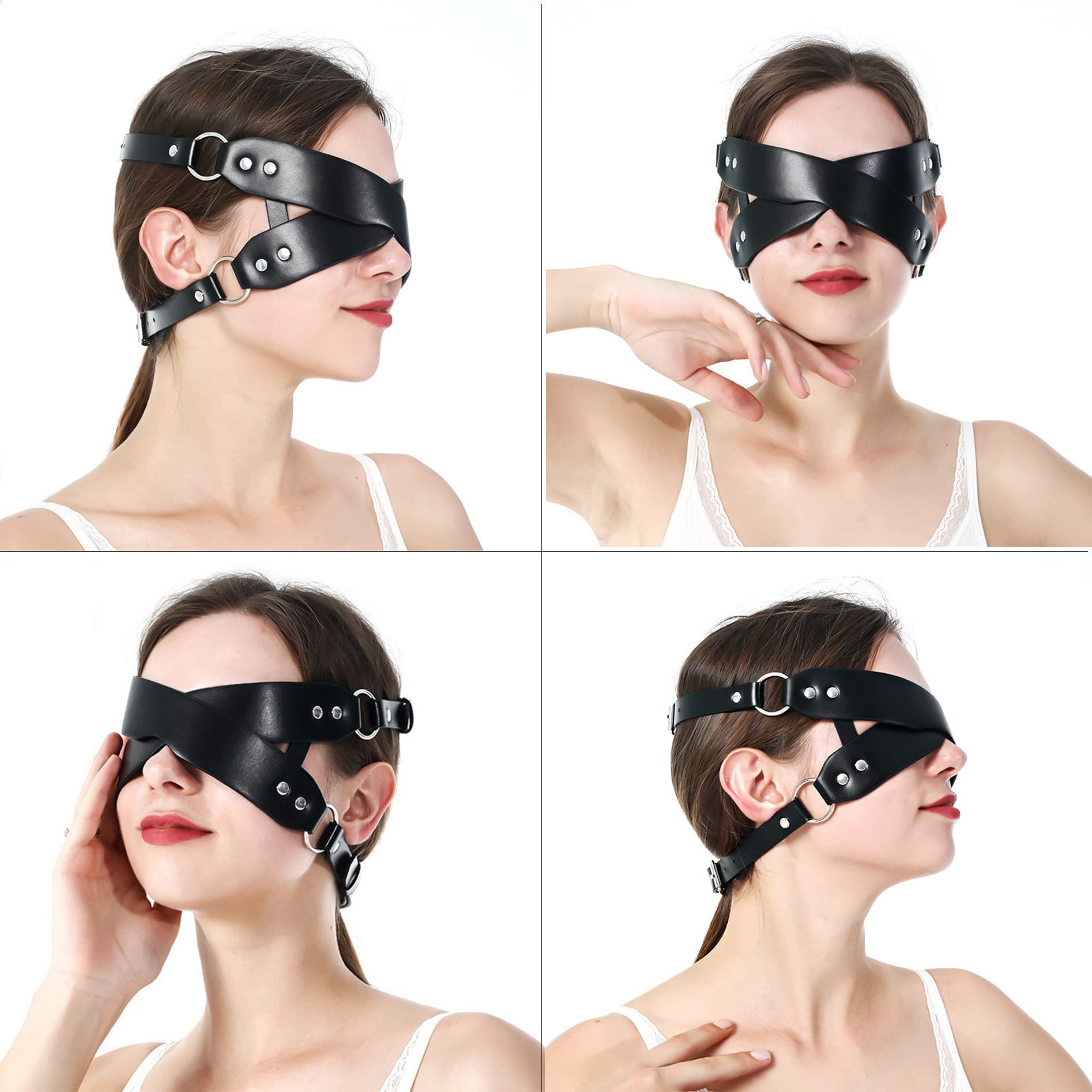 Benda Sexy BDSM Maschera per Gli Occhi Benda Erotica SM Benda in Pelle Benda Nero Erotico Benda Sexy per Festa Veneziana Feste Benda Giocattolo Sessuale per Donne Uomini Coppie Sex Toys