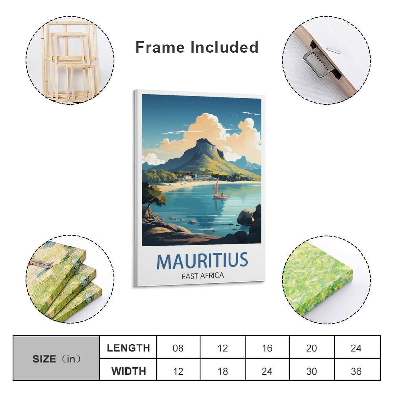 Poster Vintage île De Bornéo 40x60 Cm - Impression Sur Toile, Décoration Murale Salon Ou Chambre - Style Voyage