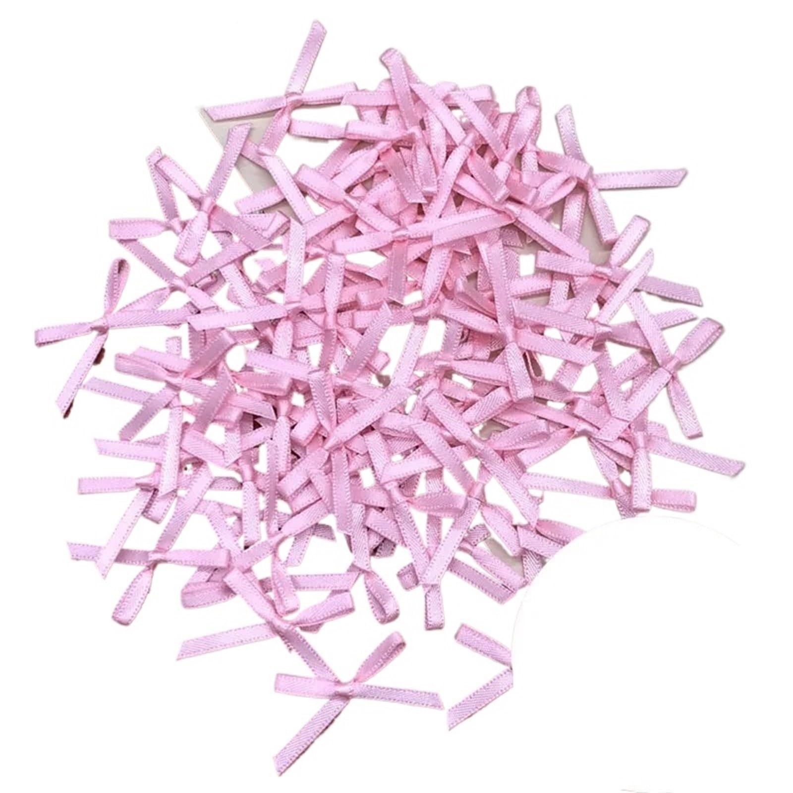 UJEDFHV Mini Bow Mini Satin Ribbon Bows Bow For Crafts Flower DIY for DIY Crafts(10pink,50Pcs)