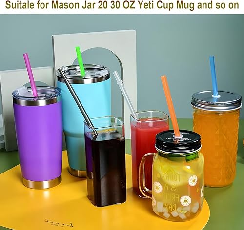 Miniatura 7 de Pajitas reutilizables de plástico largo y duro, popotes de repuesto transparentes para vasos de 16 onzas a 32 onzas, vasos, tarros masón, Stanley,
