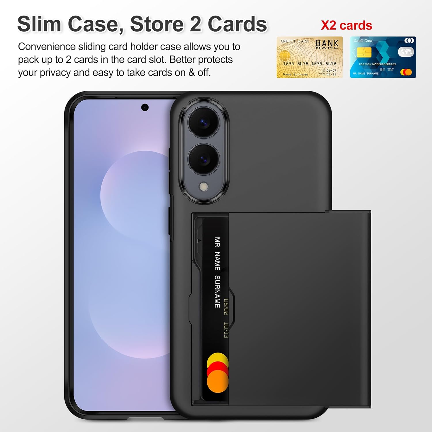 SAMONPOW for Samsung Galaxy S25 Edge Case Wallet with Card Holder Heavy Duty Protective Dual Layer Shockproof Hidden Card Slot Wallet Phone Case for Samsung Galaxy S25 Edge for Women Men, Black - Image 2