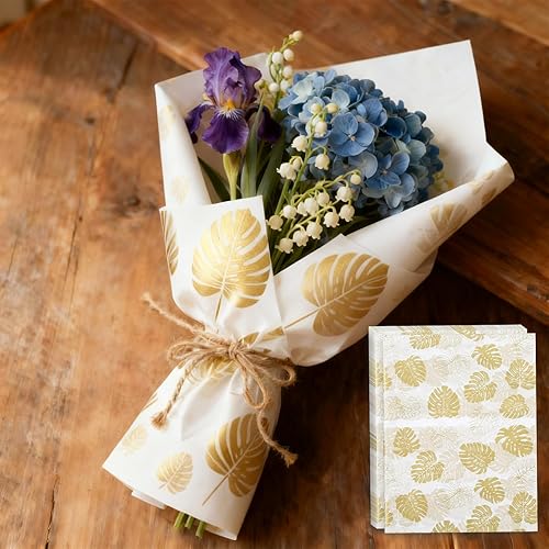 30 hojas de papel de seda dorado para manualidades, fiesta de cumpleaños, boda, decoración de vacaciones (19.7 x 27.6 pulgadas)