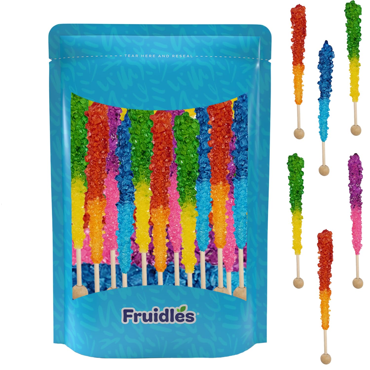 Multicolored Rocksicles Candy Lollipops Pops Candy Suckers, Color and Flavor Assortment, Unwrapped Rock Candy (6-Pack)