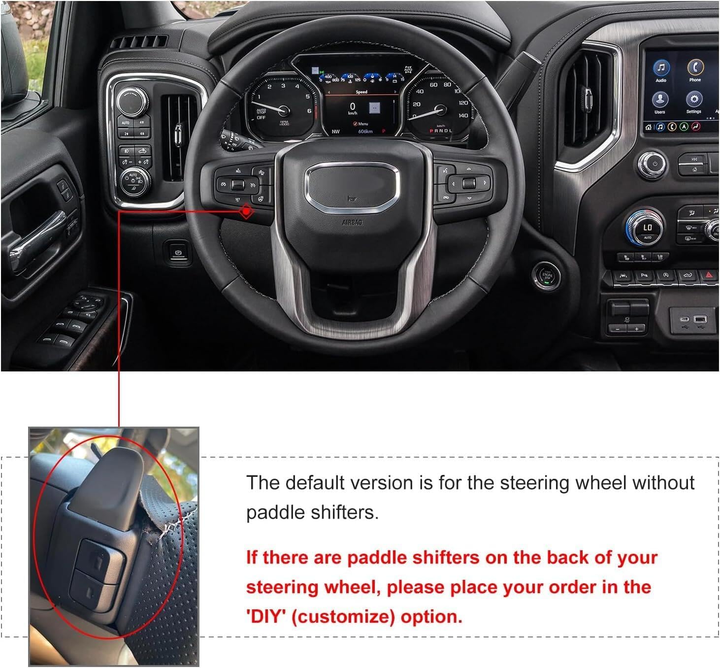 MEWANT Steering Wheel Cover for GMC Sierra 1500 / Sierra 1500 Limited/Sierra 2500 / Sierra 3500/ Yukon (XL) Hand-Stitched Wheel Steering Wrap