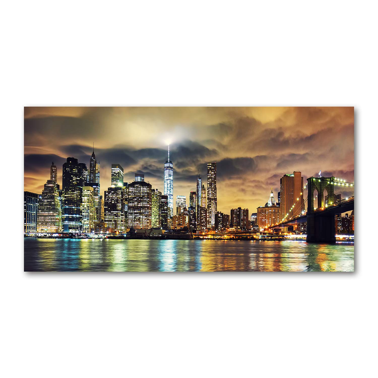 Mural art image verre plastique Tulup Manhattan 140x70cm jaune