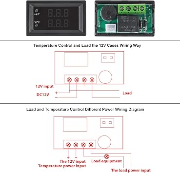 4pcs DC 12V Electronic Temperature Controller Programmable -50 to 110 C Heating/Cooling Thermostat Control Switch Module NTC Waterproof Sensor Probe Dual Color LED Display Monitor