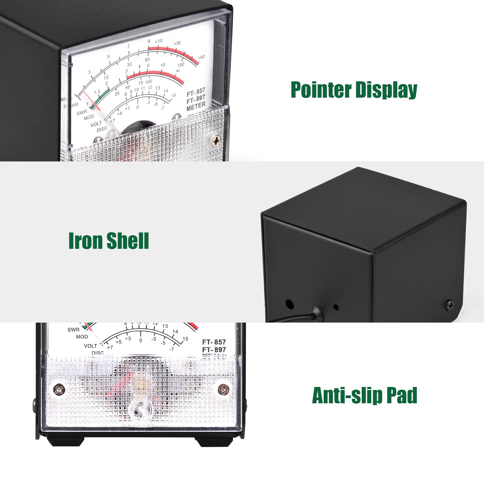 HUIOP Mini vatímetro de Puntero de medidor de Potencia SWR Mini medidor de Potencia SWR medidor Externo Puntero vatímetro Recibir Pantalla medidor Compatible con YAESU FT-857 FT-897