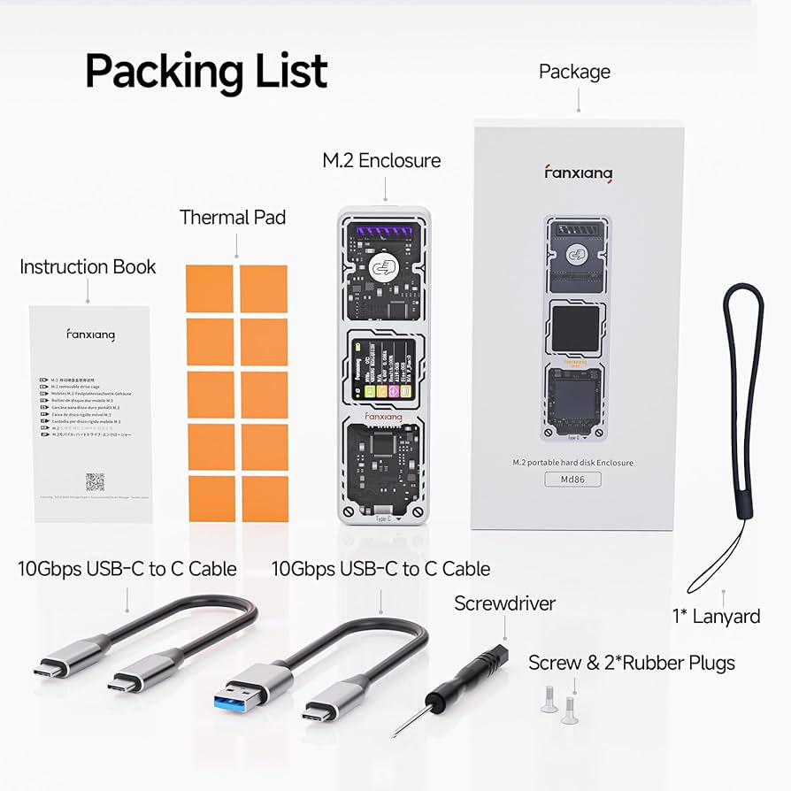 Amazon.com: fanxiang SSD Enclosure, USB 3.2 Gen 2 (10 Gbps), M.2