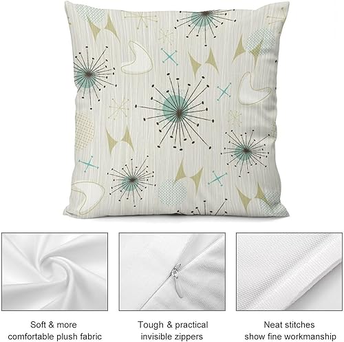 Miniatura 8 de Funda de almohada retro de los años 50, moderna, con patrón de mediados de siglo, acogedora y suave, para sala de estar, dormitorio, sofá cama