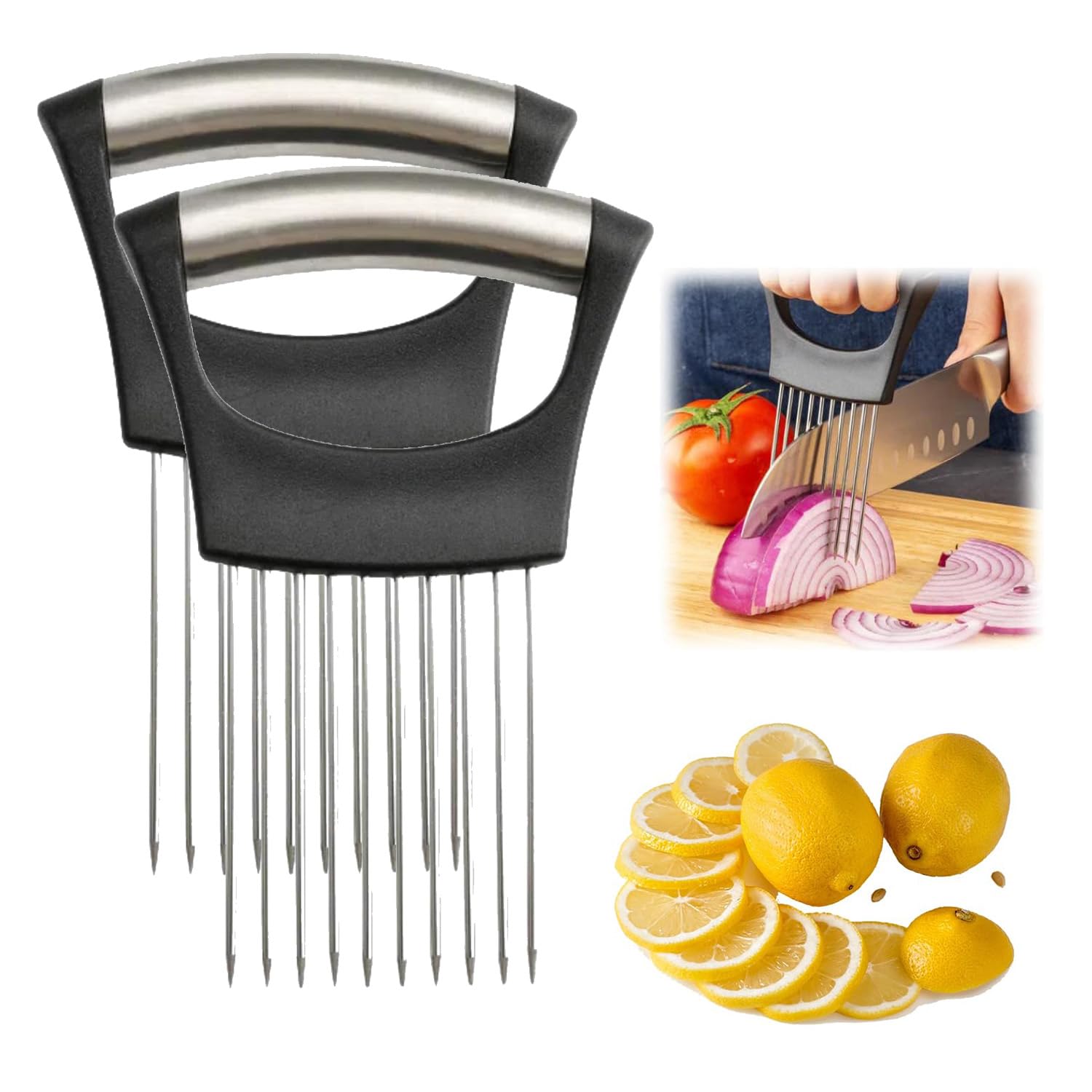 Affettatrice Per Cipolle 2 Pezzi - Portacipolla In Acciaio Inossidabile Per Cucina - Foto 2