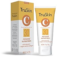 Vista 2 de TruSkin Protector solar mineral SPF 30 para cara, protección de amplio espectro de óxido de zinc con escualano, vitamina C y colágeno marino
