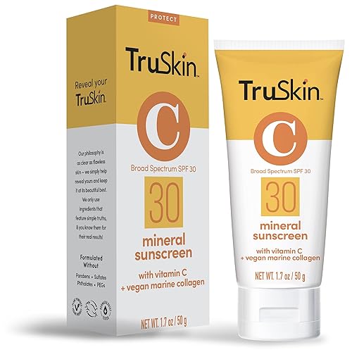 Miniatura 2 de TruSkin Protector solar mineral SPF 30 para cara, protección de amplio espectro de óxido de zinc con escualano, vitamina C y colágeno marino