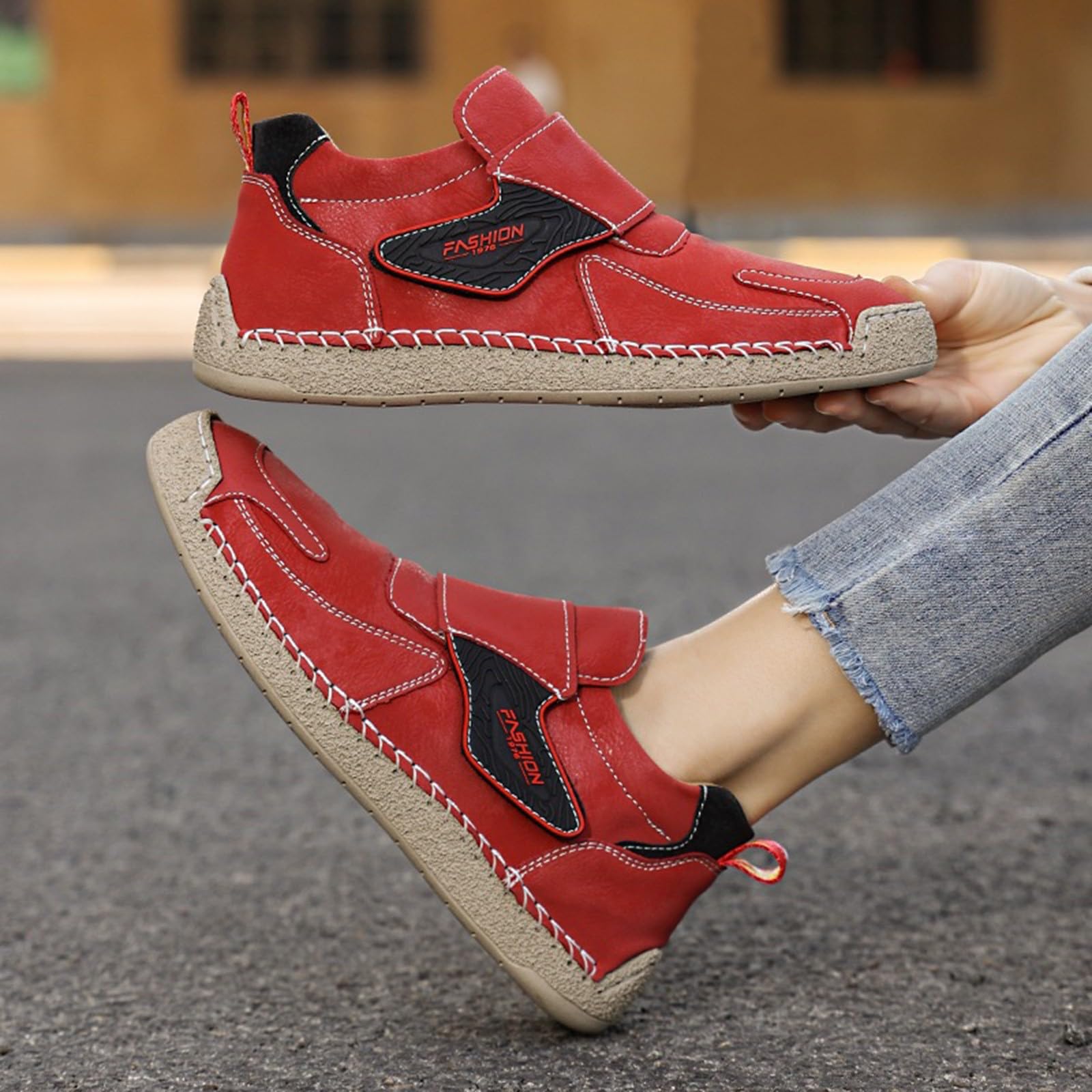 Zapatillas de caña media para hombre y mujer, con plano, Red, 39.5 EU