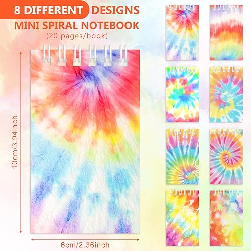Miniatura 2 de Dianelhall 24 mini cuadernos de teñido anudado, coloridos recuerdos de fiesta, mini bloc de notas en espiral, suministros de fiesta para niñas