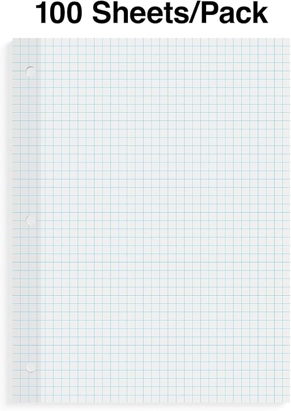 STAPLES Graph Ruled Filler Paper, 8.5 x 11, White, 3Pack