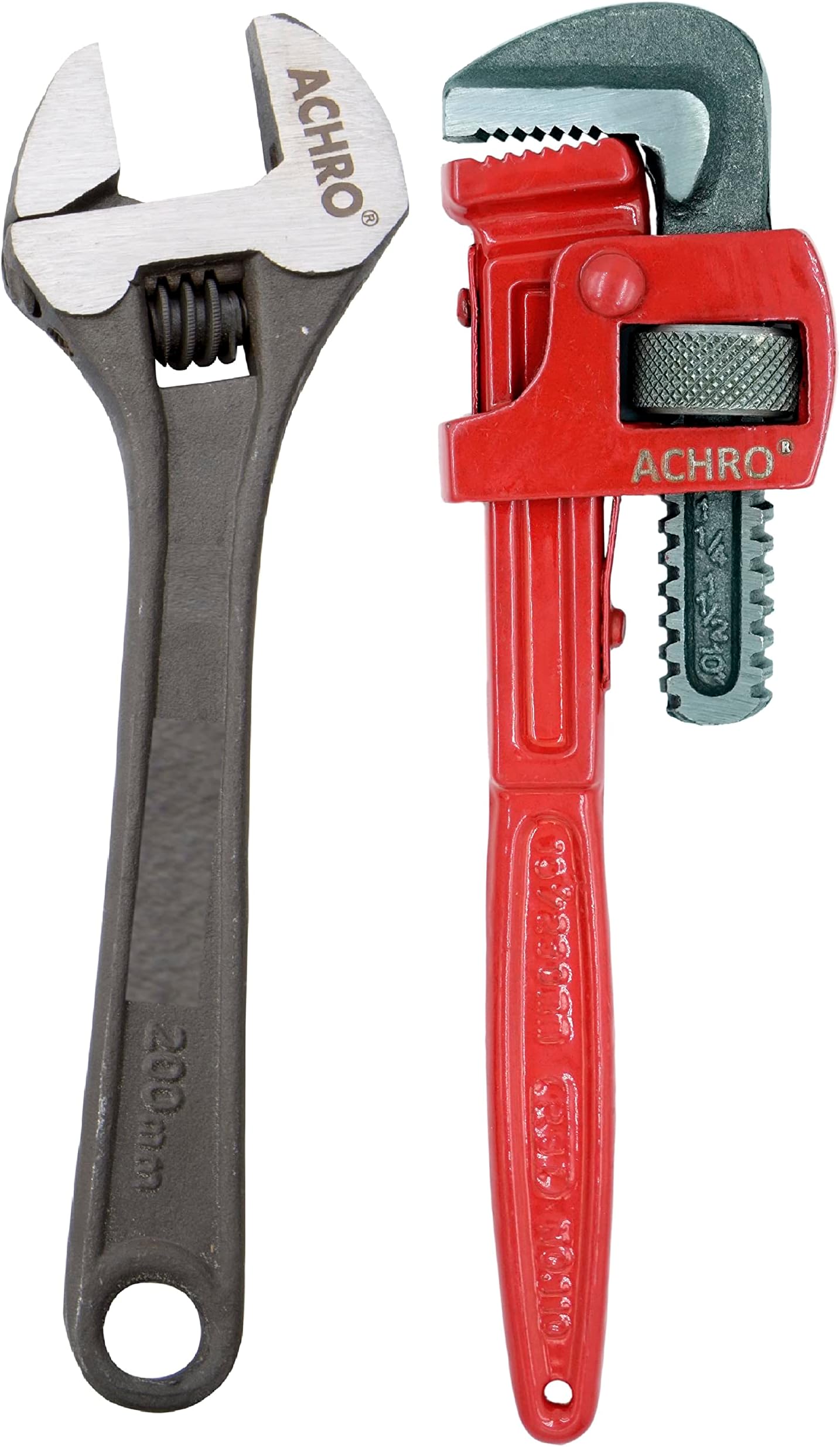 ACHRO Combo Pack of 2 (10 Inch Heavy Duty Pipe Wrench and 8 Inch Adjustable Wrench)