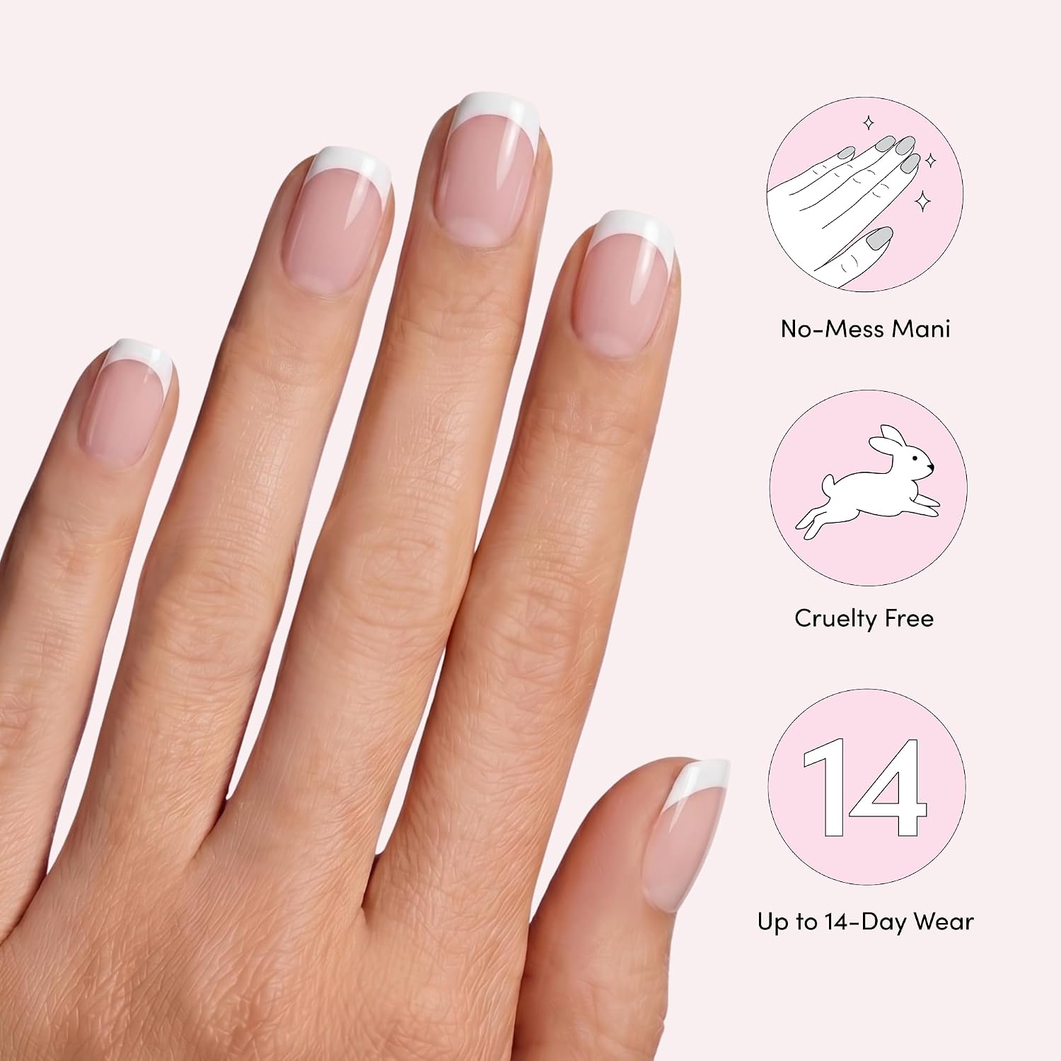 Dashing Diva Glaze French Nail Strip Set - Good Girl Standard - Long Lasting, Chip Resistant, Semi-Cured Gel Nail Strips - 4-Piece Manicure Set with 32 Strip