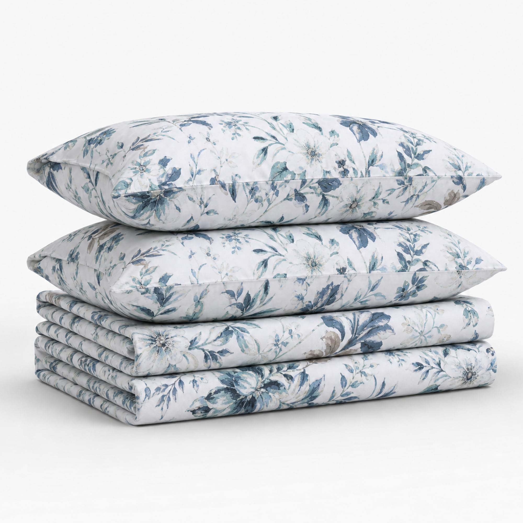 Tribeca Living VERN4PSSTWBL Extra Deep Pocket Sheet Set, Twin, Vernazza Blue/Multi