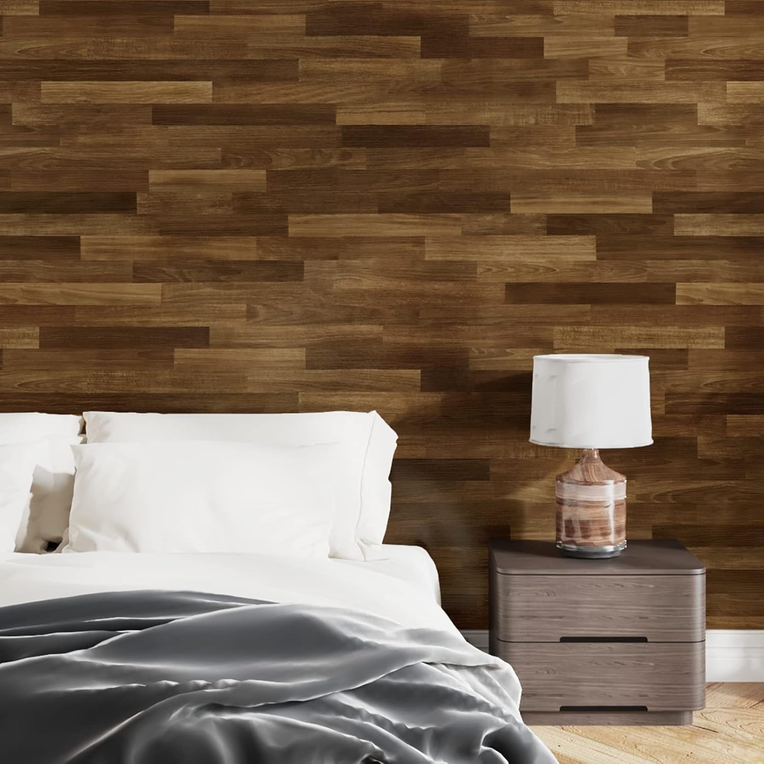 Dark Butcher Block Contact Paper 24" x 394" Self Adhesive Wood Wallpaper Peel and Stick Countertops Waterproof Wood Grain Contact Paper for Cabinets Kitchen Bathroom Vinyl Countertop Wrap