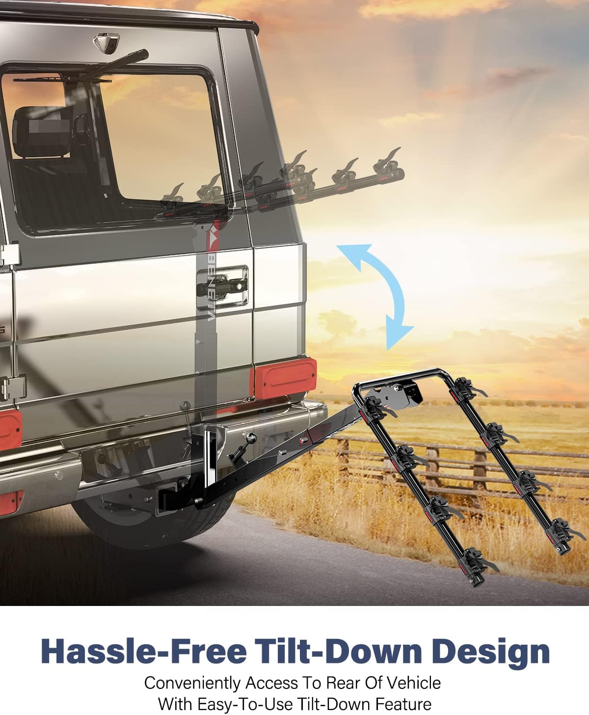 Bike Rack for Car, BENETA Bicycle Car Rack with 2'' Hitch Tightener, Heavy Duty 4 Bike Hitch Mount Rack Foldable Swing Down Bike Carrier Rack for Car, Truck, SUV and Minivan - 4 Bike : Sports & Outdoors