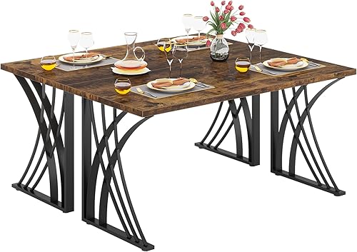 Tribesigns Juego de 2 escritorios para computadora grandes y modernos de 55 pulgadas, color marrón y negro, mesa de estudiante para computadora