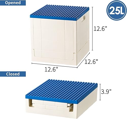 Miniatura 9 de SHIMOYAMA Caja de almacenamiento plegable duplo paquete de 2 contenedores de almacenamiento de 25 litros con tapa de construcción organizador
