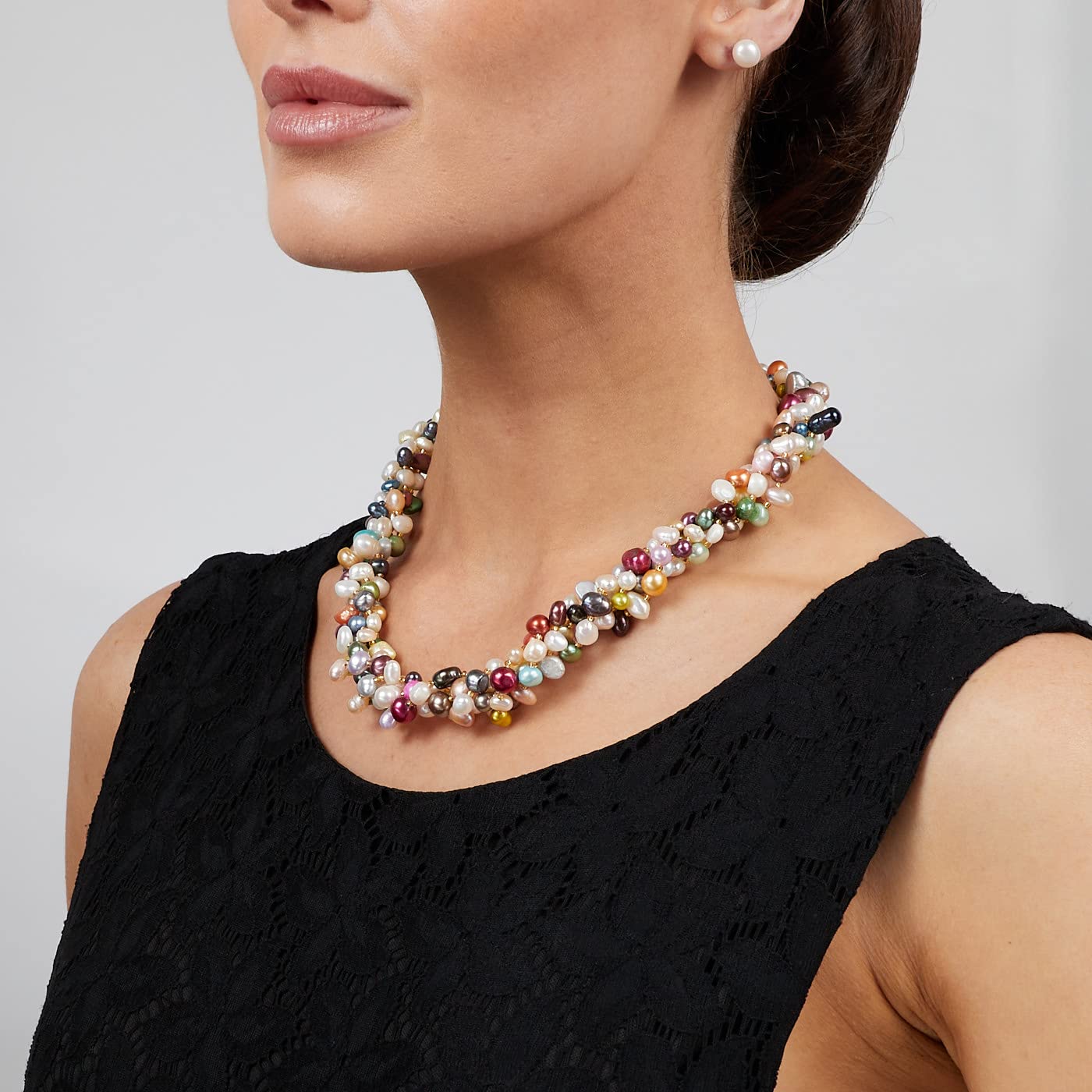 Treasure Bay Collier de Perles pour Femmes | Collier Chunky en Perles d'Eau Douce Multicolores pour Femmes