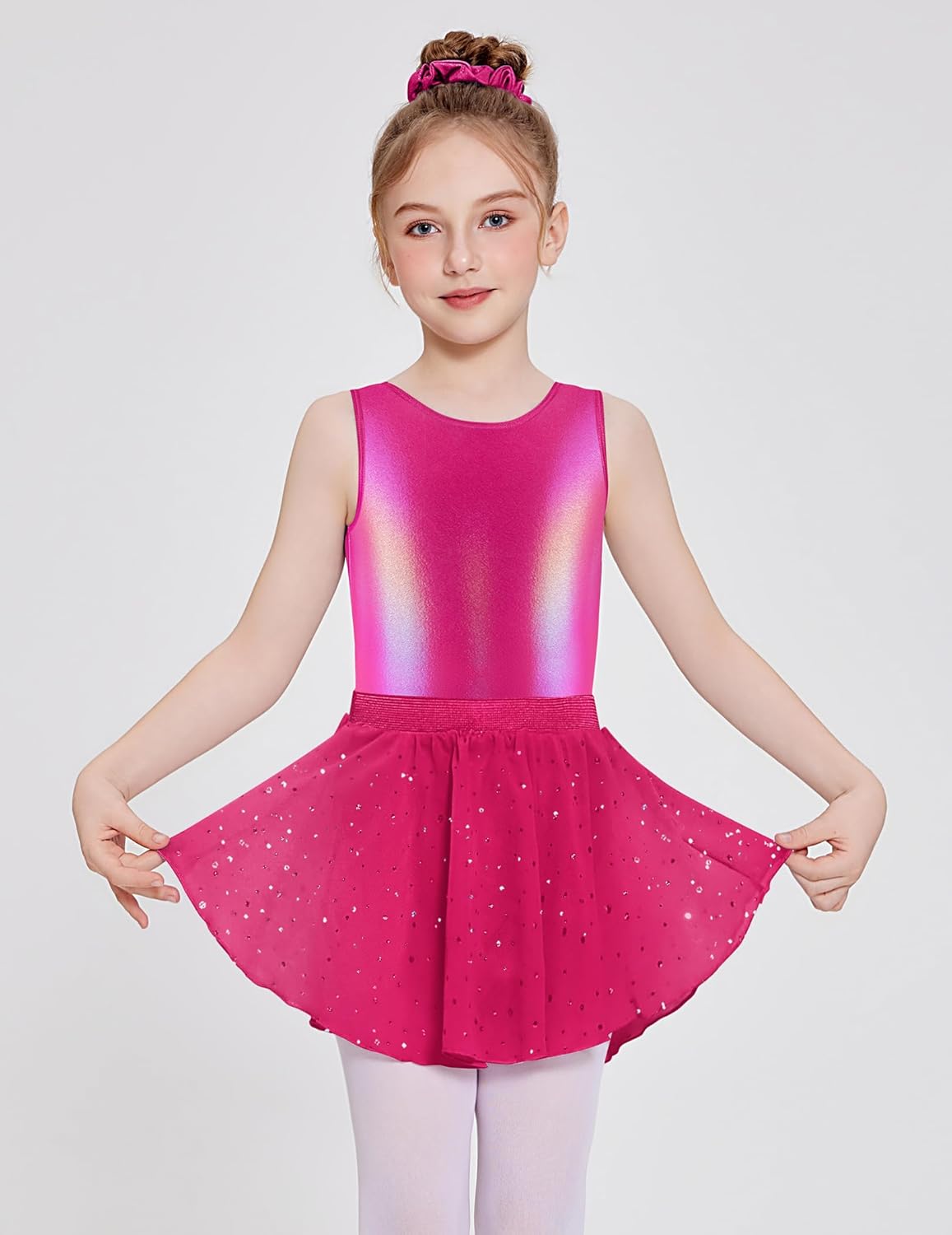 Zaclotre Gymnastics Leotards for Girls Sparkly Sleeveless Ballet Dance Dress Outfit Combo with Removable Skirt - Image 2