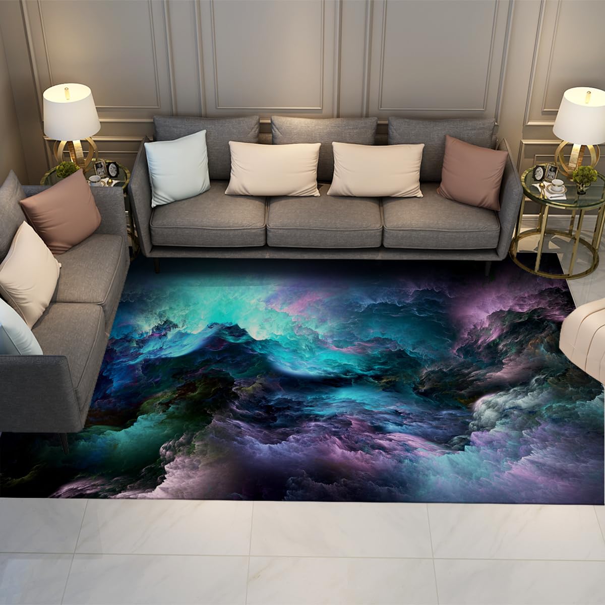Tapis pour salon lavable contemporain grande moquette 90x150