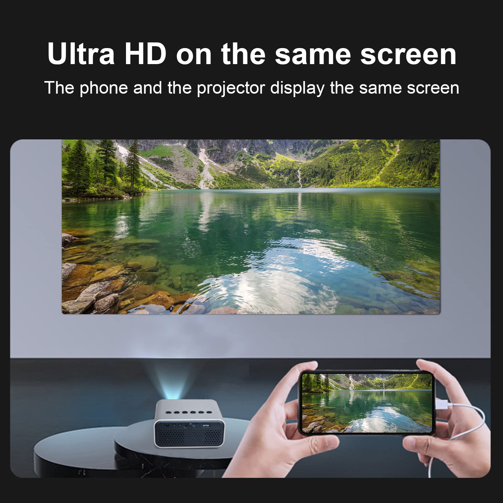 Mini Proiettore 1080P Proiettore di Film FHD Videoproiettore a LED Proiettore da Esterno Portatile Compatibile con TV Stick, HDMI, VGA, TF, AV, USB, iOS e Android(Bianco)