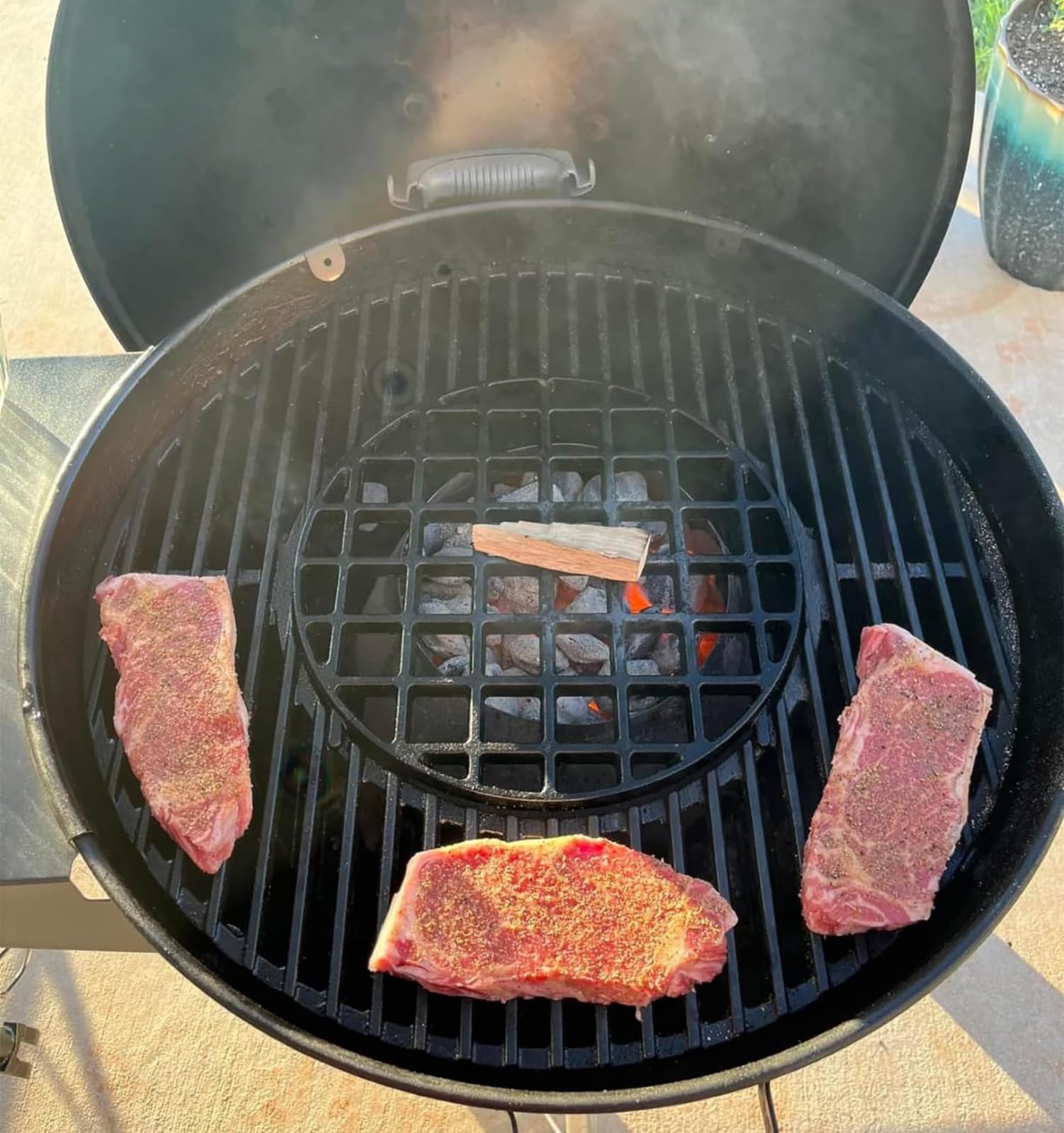 Grillrost Gusseisen Ø 30 cm Sear Grate für Enders Switch Grid, Monroe Pro,Boston,Chicago Gussroste Rost-in-Rost System Grillrost für Weber kugelgrill 57 cm holzkohlegrill Zubehör