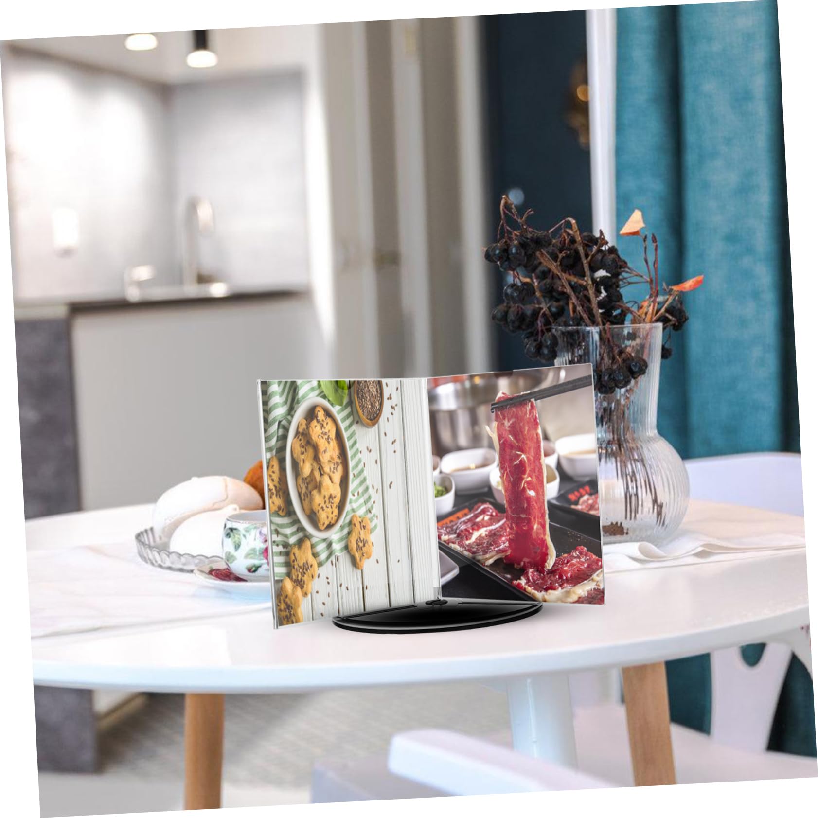 VILLCASE Soporte para Letreros Verticales A5 Acrílico Giratorio de 6 Caras con Base Estable para Exhibición de Menús en Oficina, Restaurante y Tienda