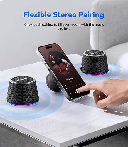 Miniatura 7 de Pequeño altavoz Bluetooth regalos para adolescentes: regalos de San Valentín para él y ella, altavoz magnético portátil 3 en 1 con luces de 9 modos,