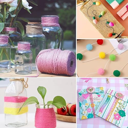 Miniatura 2 de Cuerda blanca de 328 pies para manualidades, cuerda de yute de 0.079 pulgadas para envolver regalos, jardinería, adornos colgantes, obras de arte,