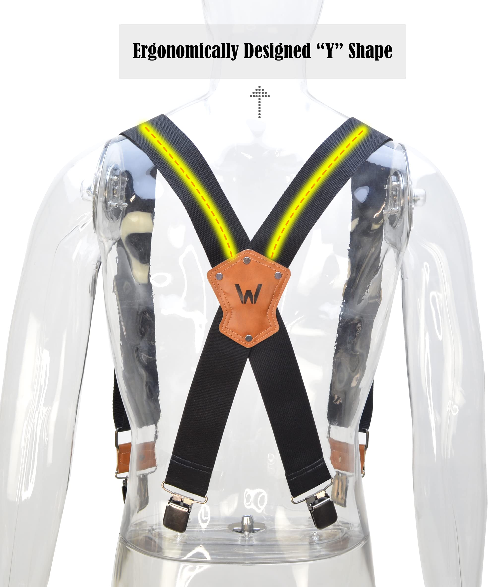 20Inch Suspenders for men heavy duty, Men's suspenders, Big Black