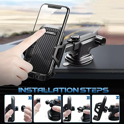 Miniatura 3 de Soporte de teléfono para automóvil, soporte de teléfono ajustable en 360, soporte de teléfono celular para salpicadero y parabrisas, compatible con