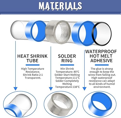Miniatura 4 de Sopoby - Juego de conectores termorretráctiles para cable, sellado de soldadura y conectores eléctricos, terminales de cable, surtidos,