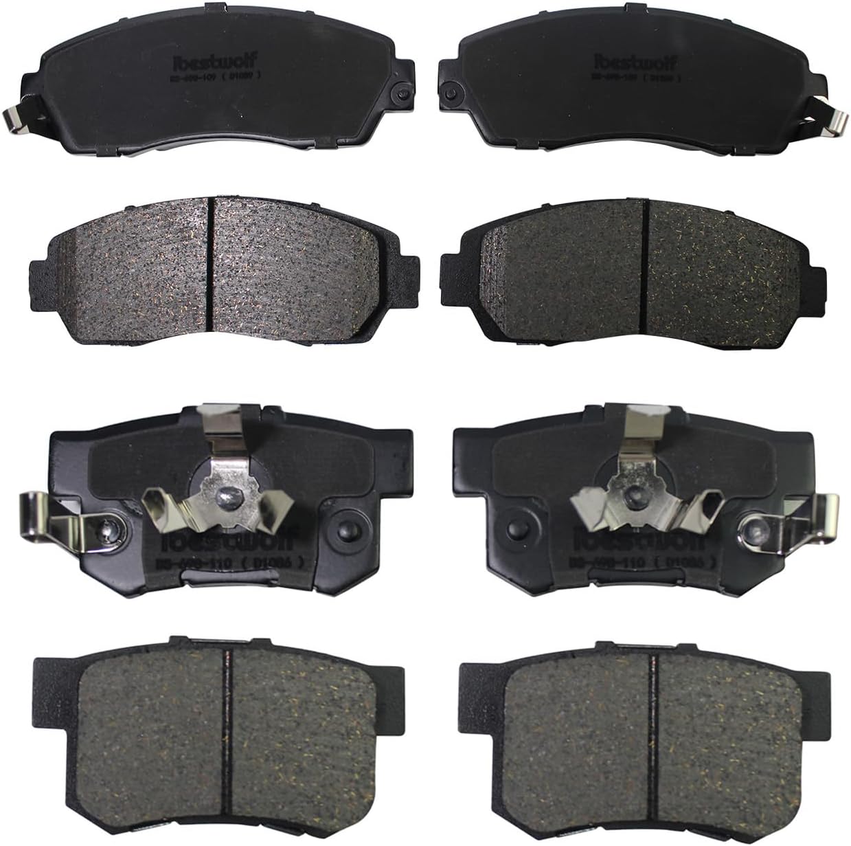 Front and Rear Brake Ceramic Pads for 2010-2012 Acura RDX for 2007-2011 Honda CR-V, Disc Brake Pad Replacement P-1089 P-1086