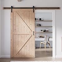 Vista 21 de FREDBECK Puerta corredera de granero de 34 x 84 pulgadas con kit de herramientas de 6 pies incluido, panel de abeto macizo en forma de K, necesita