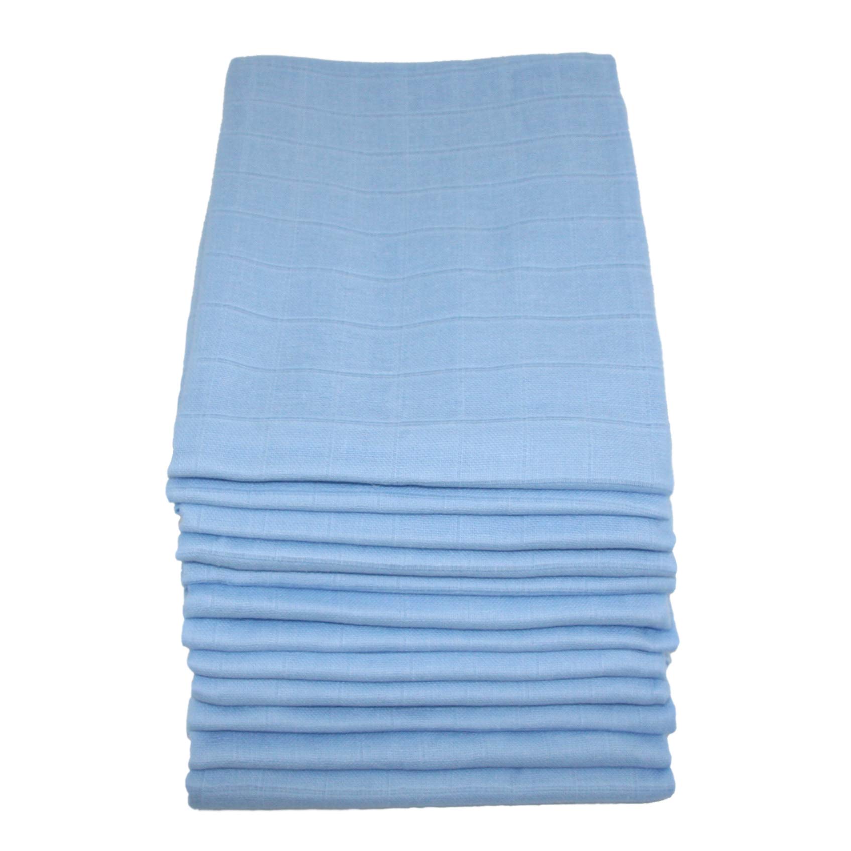 Muslinz Blue 12Pk 100% Pure Cotton Baby Muslin Squares 70X70cms
