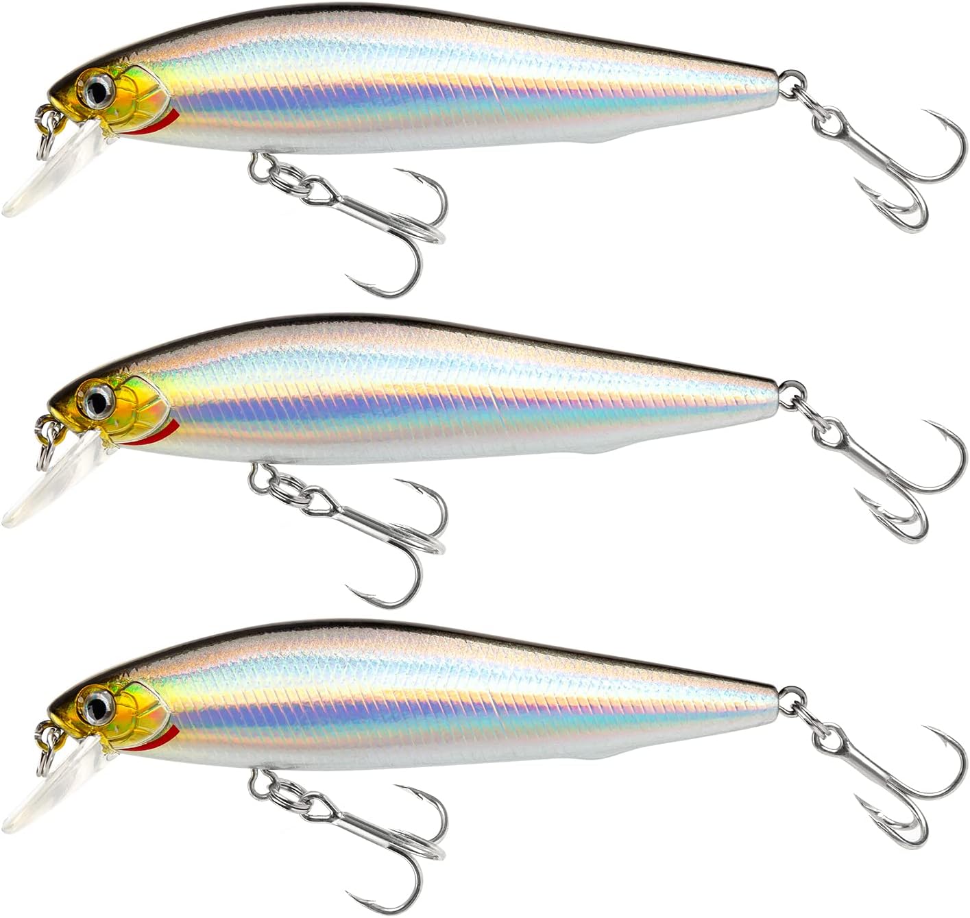 SEASHARKMinnow Topwater Fishing Lure with Treble Hook Life-Like Swimbait Fishing Bait for Saltwater and Freshwater