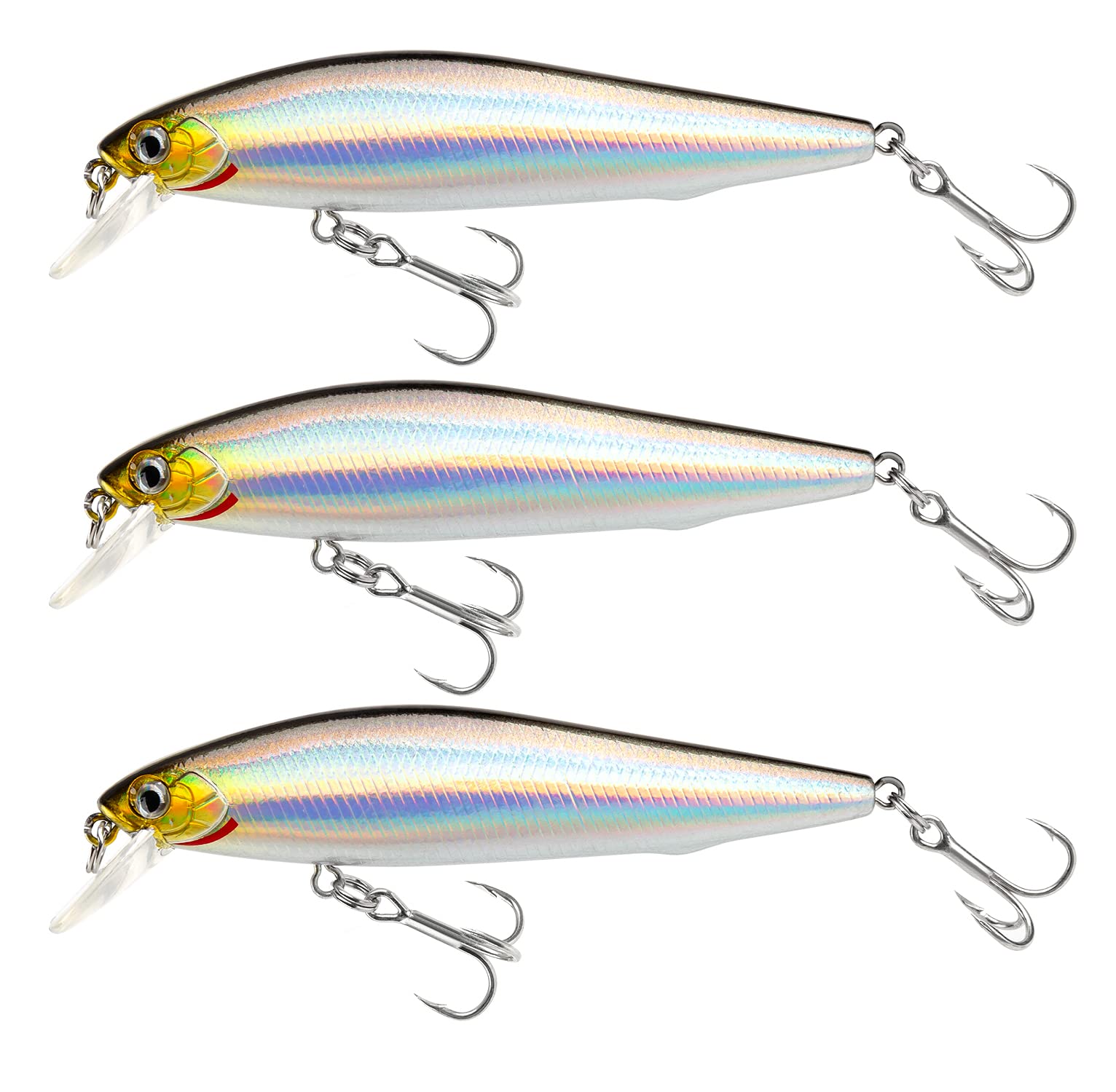 SEASHARKMinnow Topwater Fishing Lure with Treble Hook Life-Like Swimbait Fishing Bait for Saltwater and Freshwater