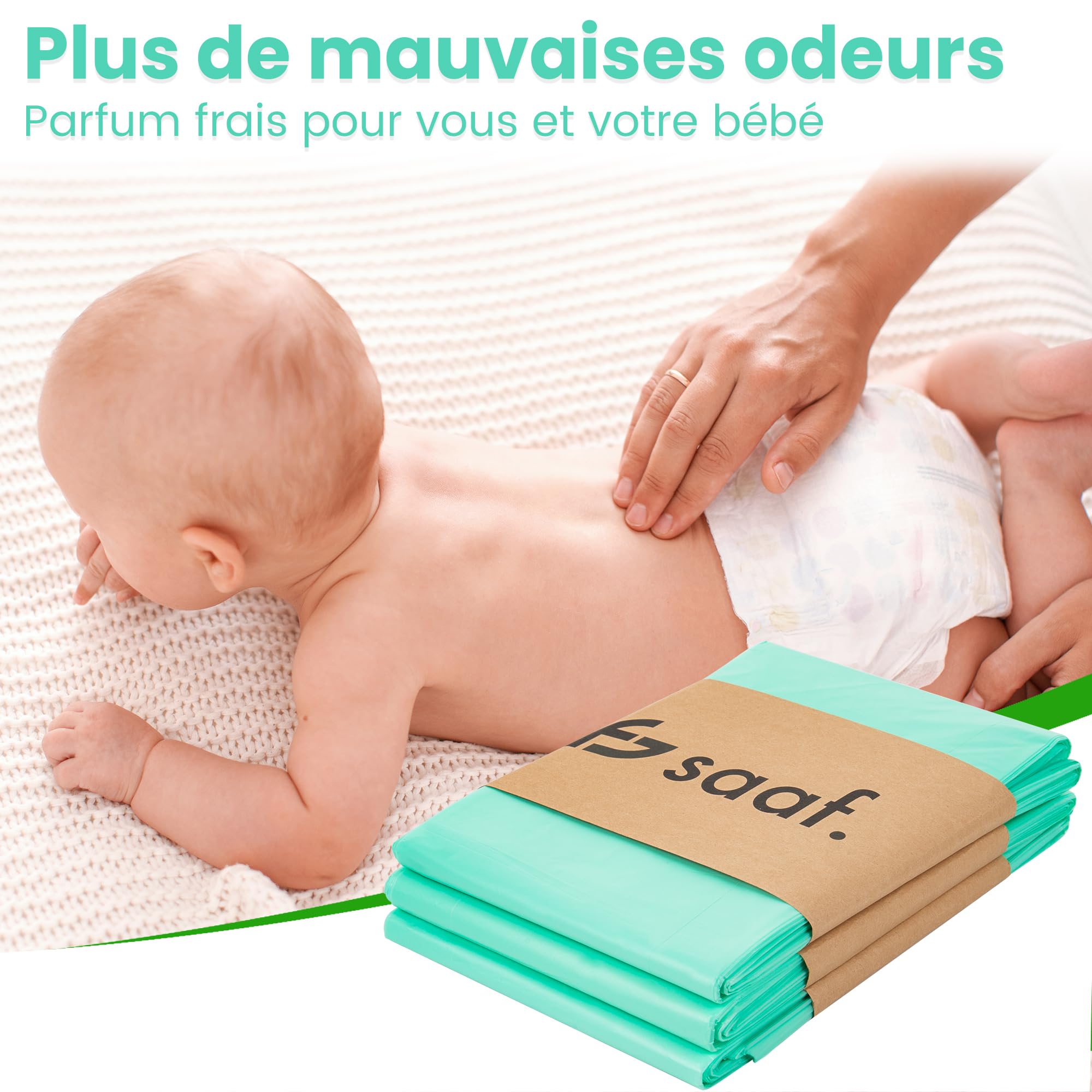 Saaf Recharge Poubelle à Couches pour Korbell 15/16 Litres - 6 Pièces - Sacs Parfumés - Facile à Installer