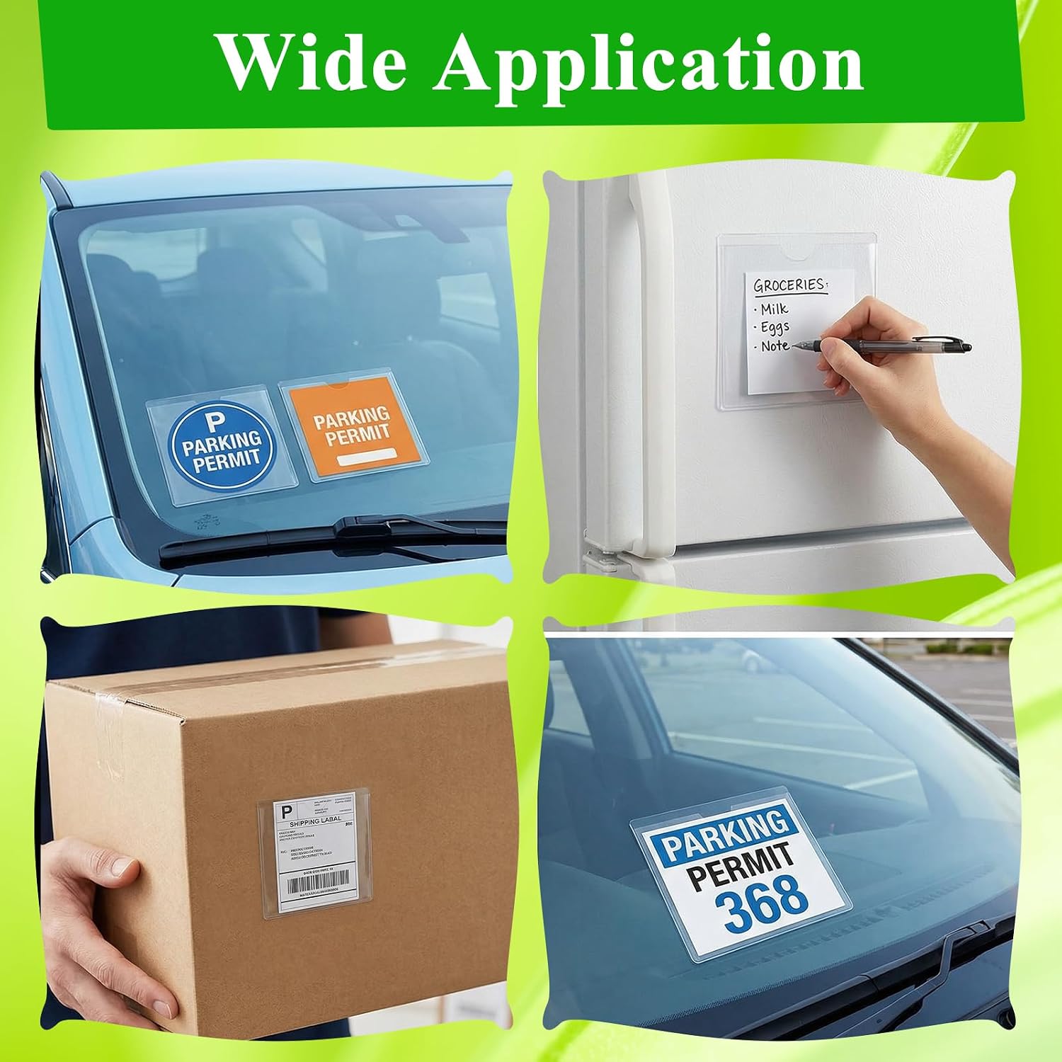 LLOUSSAK 5 Pcs Windshield Sticker Holder, Clear Car Window Pass Permit Holder for Parking, Self Adhesive Car Document Holders, Easy Installation Parking Permit Holders for Toll Tags Insurance