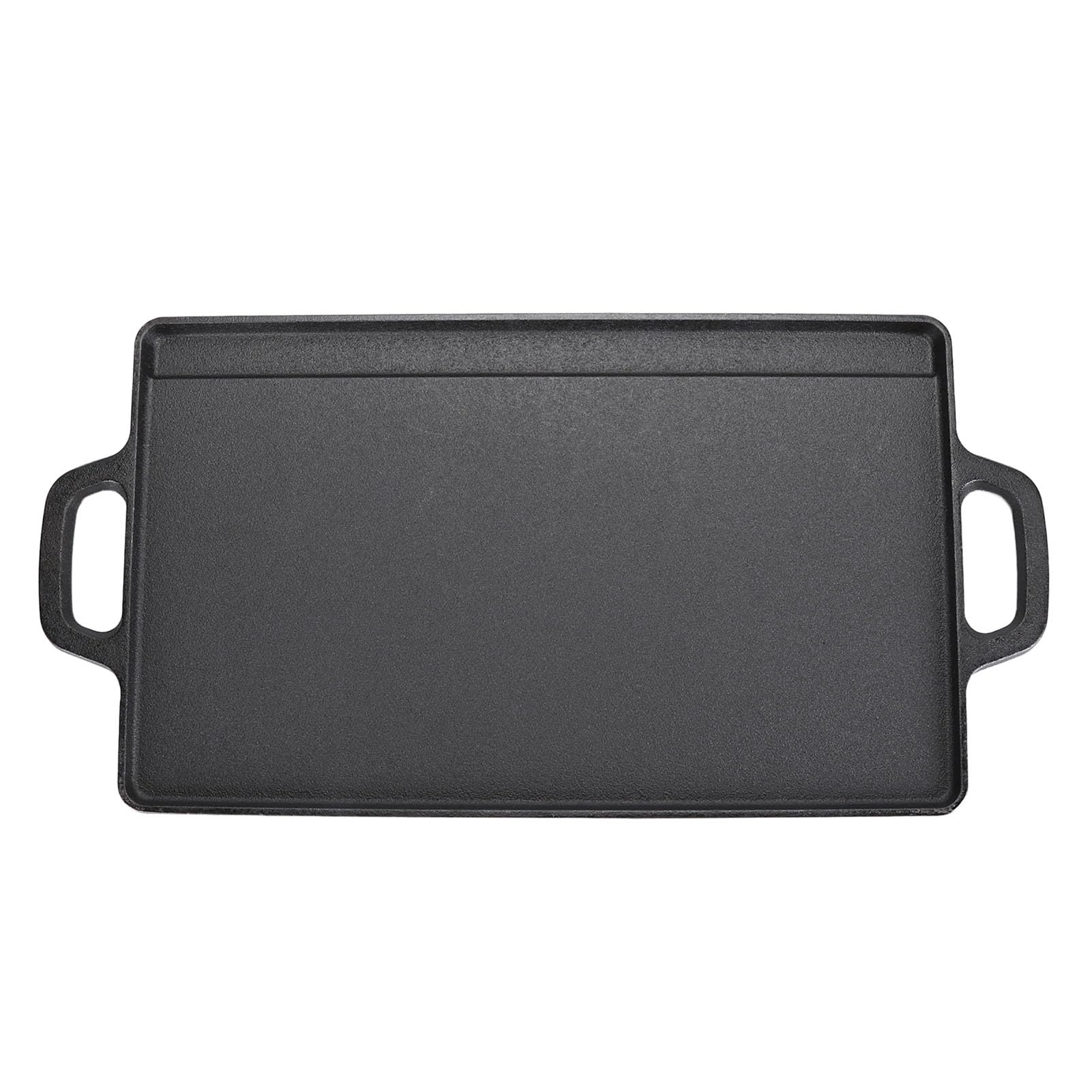 Fdit Piastra Rettangolare in Ghisa Doppia Faccia con Superfici Liscia e Rigata per Griglia a Gas BBQ e da Campeggio (44 * 23 * 2 cm)